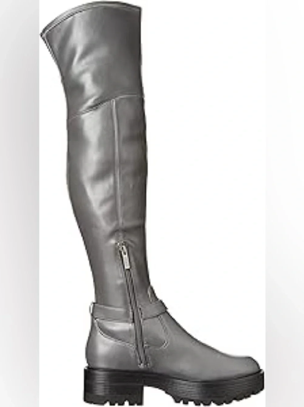 NEW GUESS Over the Knee Grey Boots Lug Sole Size 5 City Chic Frazer Tall Zip